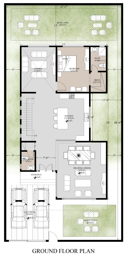 18 Marla_Ground Floor Plan