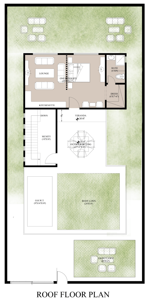 18 Marla Roof Floor Plan